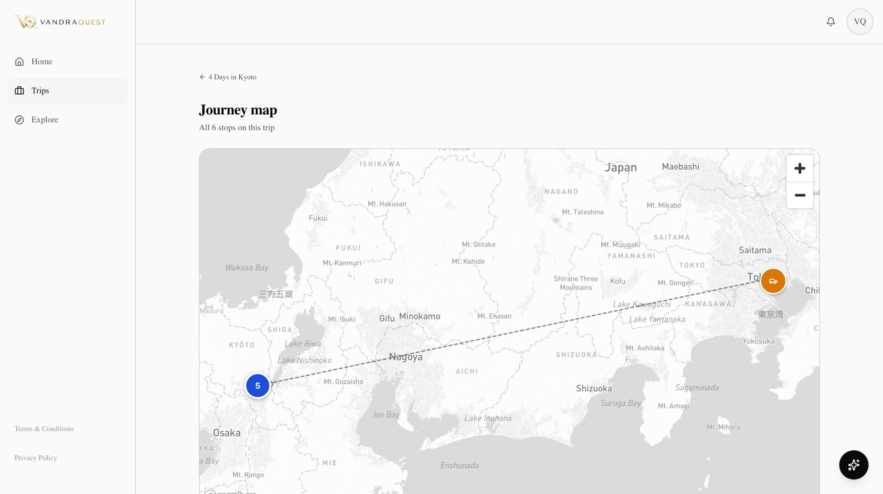 VandraQuest interactive journey map